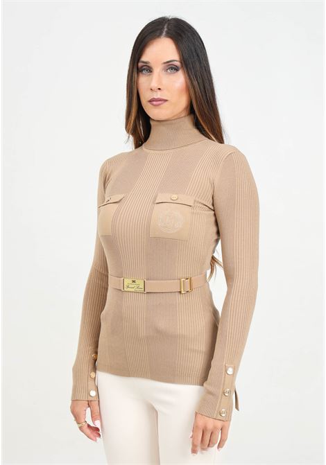 Maglioncino a collo alto beige da donna con cintura ELISABETTA FRANCHI | MK11B46E2032